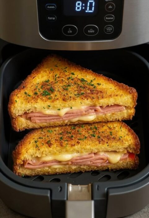 Air Fryer Ham and Cheese Sandwich