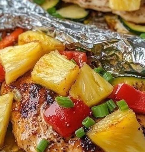 Air Fryer Teriyaki Pineapple Chicken Foil Packets