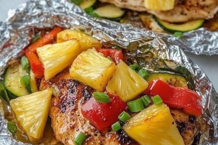 Air Fryer Teriyaki Pineapple Chicken Foil Packets