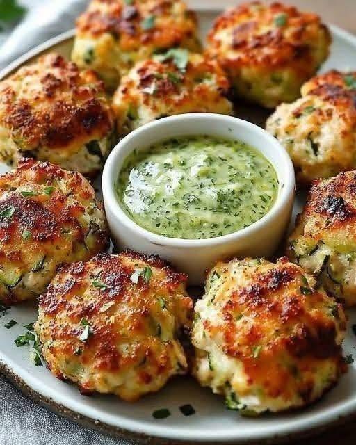 Healthy Protein Chicken Fritters with Zucchini